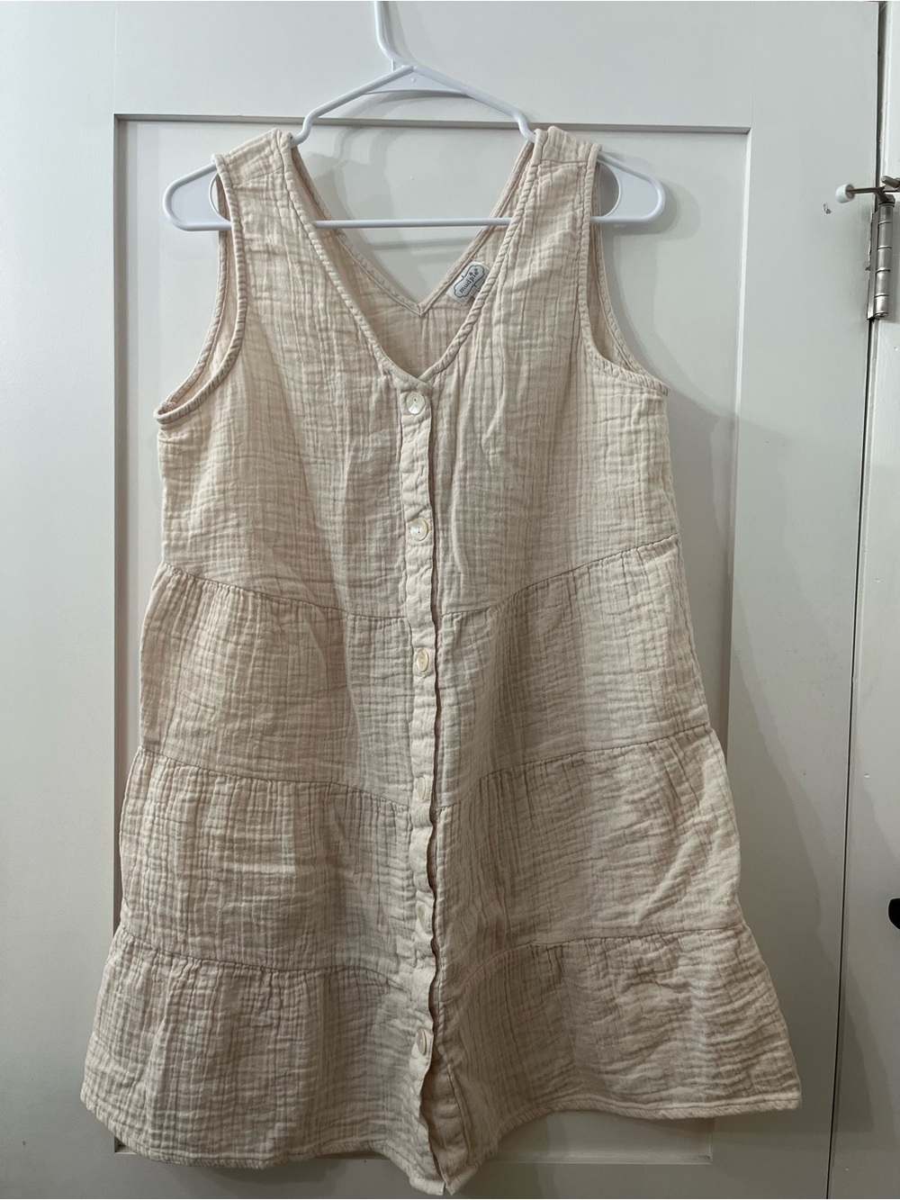Mud Pie Cream Button-Front Tiered Midi Dress